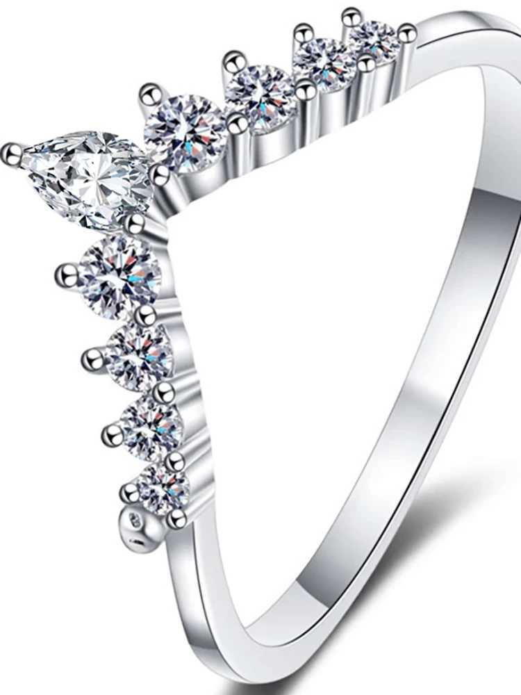 925 Sterling Silver Simplicity Classic V-Shed Water Droplet Ring For Women Engagement Wedding Luxury High Quality Fine JewelryXJ250514