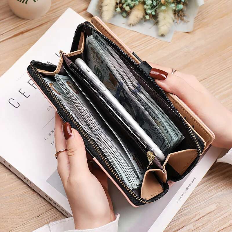 Hollow Leaves PU Leather Women's Long Wallet Fashion Female Coin Purses Hasp Zipper Clutch ID Credit Card Holders Money Bag Clip
