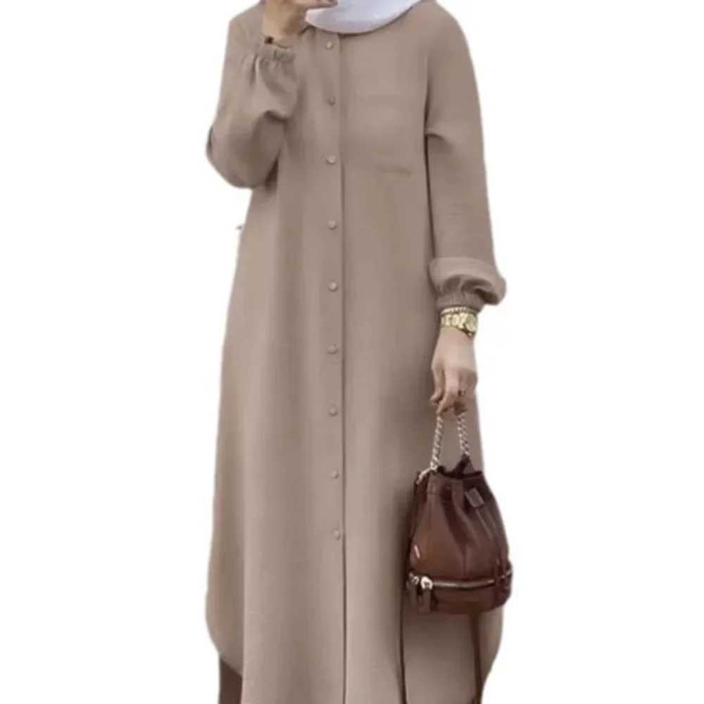 Fashionable Muslim Womens Floral Print Two-Piece Set Long Shirt Wide Leg Pants Spring Autumn Vintage Clothing Ensemble X250514