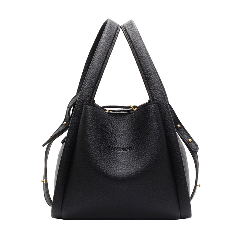 2025 Spring New Designer Bag New Women's Fashion Lychee Pattern Soft Leather Bucket Simple Multi functional Commuter Single Shoulder Maternal and