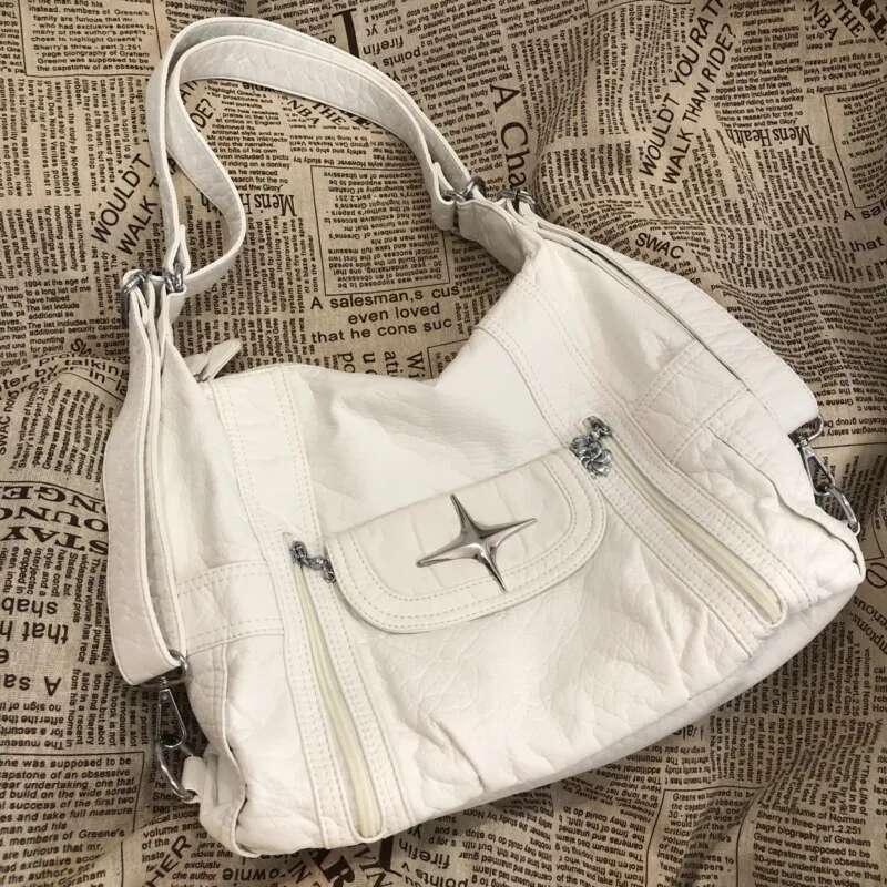 Soft Leather Large Capacity Tote Star Classic Shoulder Y2k Korean Casual Crossbody Bag Versatile Student Bags