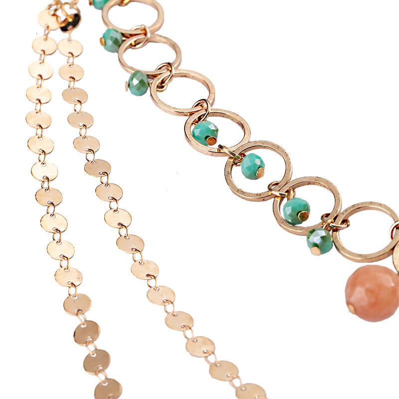 New Agate Copper Ring Crystal Multi Layer Necklace