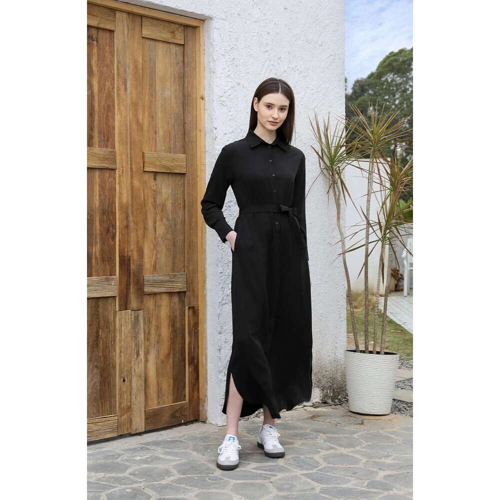 AP SS25 Women Tencel Blouse Dress with Removable Belt Cotton Blend