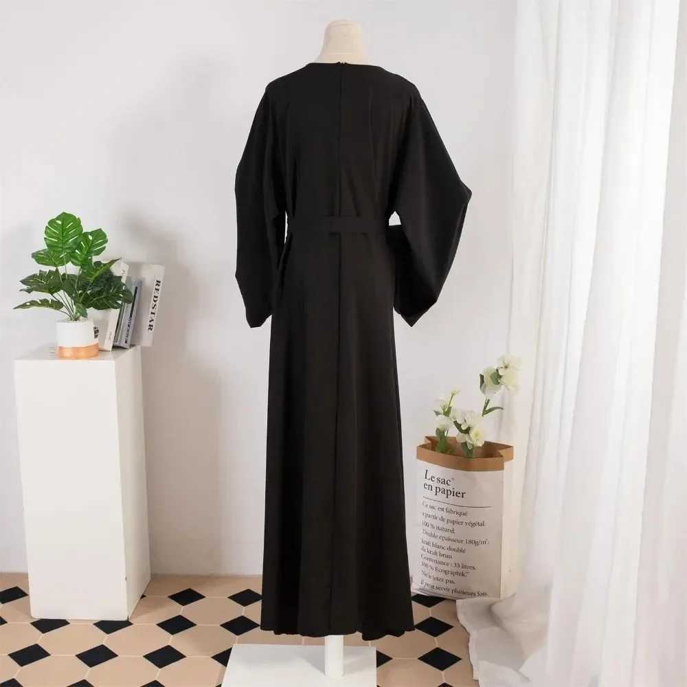 Muslim Abayas With Belt Loose Kaftans Prayer Dress Women Jilbabs Full Slve Islamic Clothing Dubai Robe Lace Up Long Dresses X250514