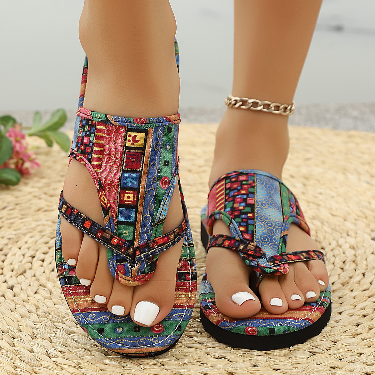 Summer New Toe Set Lightweight And Comfortable Roman Flat Bottomed Fish Mouth Casual Shoes Beach Flip Flops Ddmysaturn