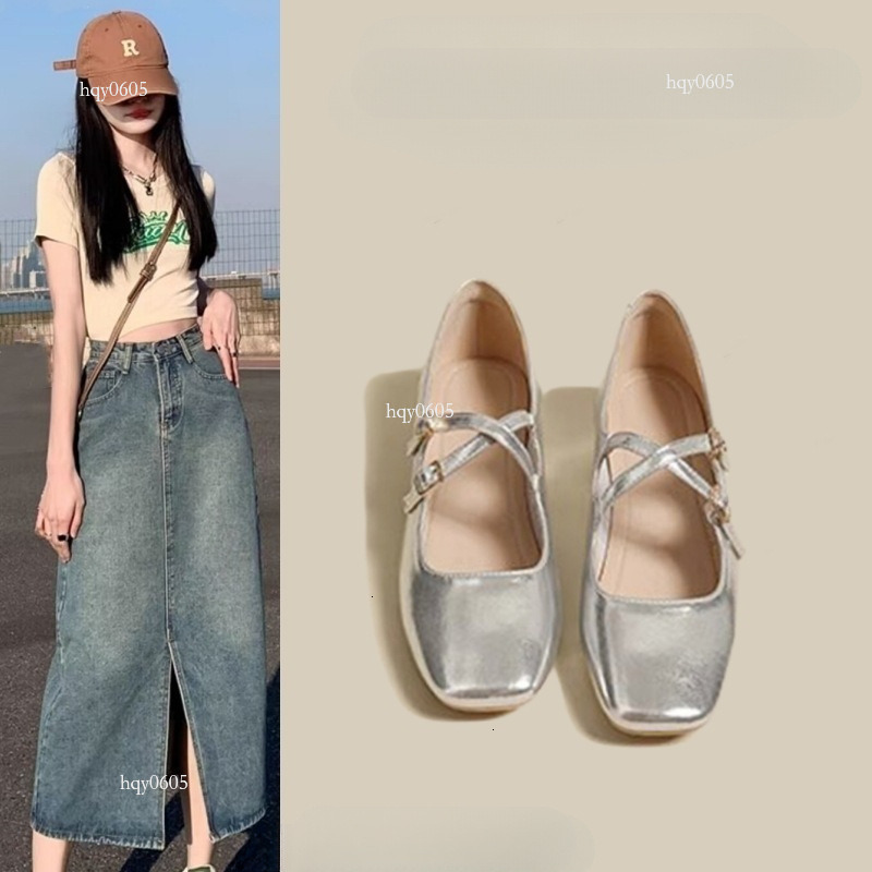 Top brand high-quality new-style designer French Marie Jane women's square headed silver gentle single shoes 2025 British style small leather sho