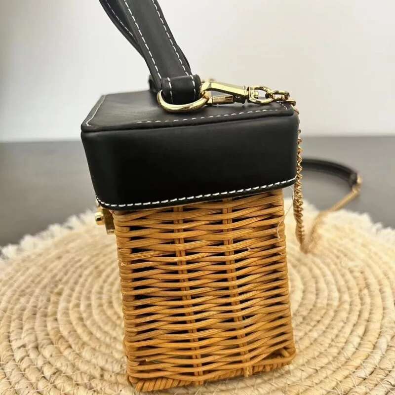 Handmade Rattan Woven Beach Versatile Women's Fashionable Small Handbag Bag