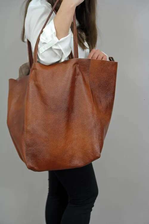 2023 Soft Pu Leather Hand Big Tote Retro Lady Shopper Purses Casual Over Large Women Shoulder Bags Designer Handbags