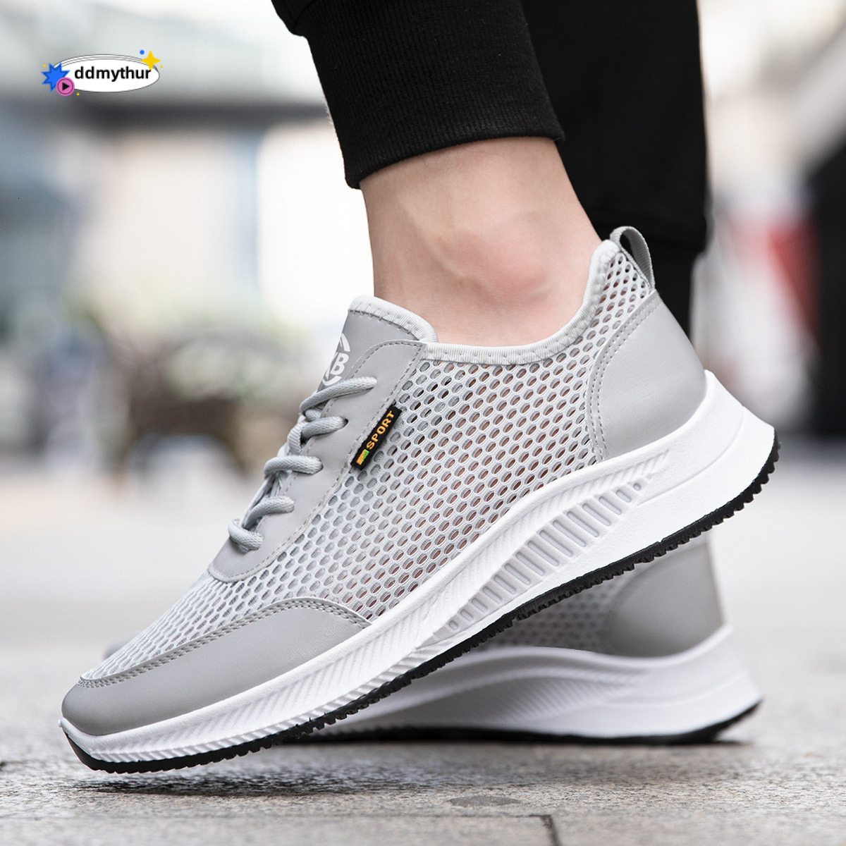 Summer Breathable Thin Soft Sole Student Running Mesh Surface Casual Comfort Hollow Men's Sports Shoes ddmythur