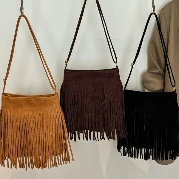 2025 Korean Matte Messenger Bag Women, Niche Fringed Shoulder Bag, Anti-Theft Casual Crossbody Purse For Daily Use & Travel