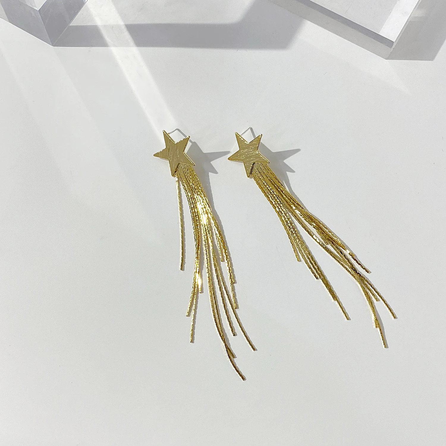 Greatera Trendy Gold Silver Plated Metal Star Tassel Earrings for Women Long Thread Copper Alloy Drop Earrings Jewelry 250513