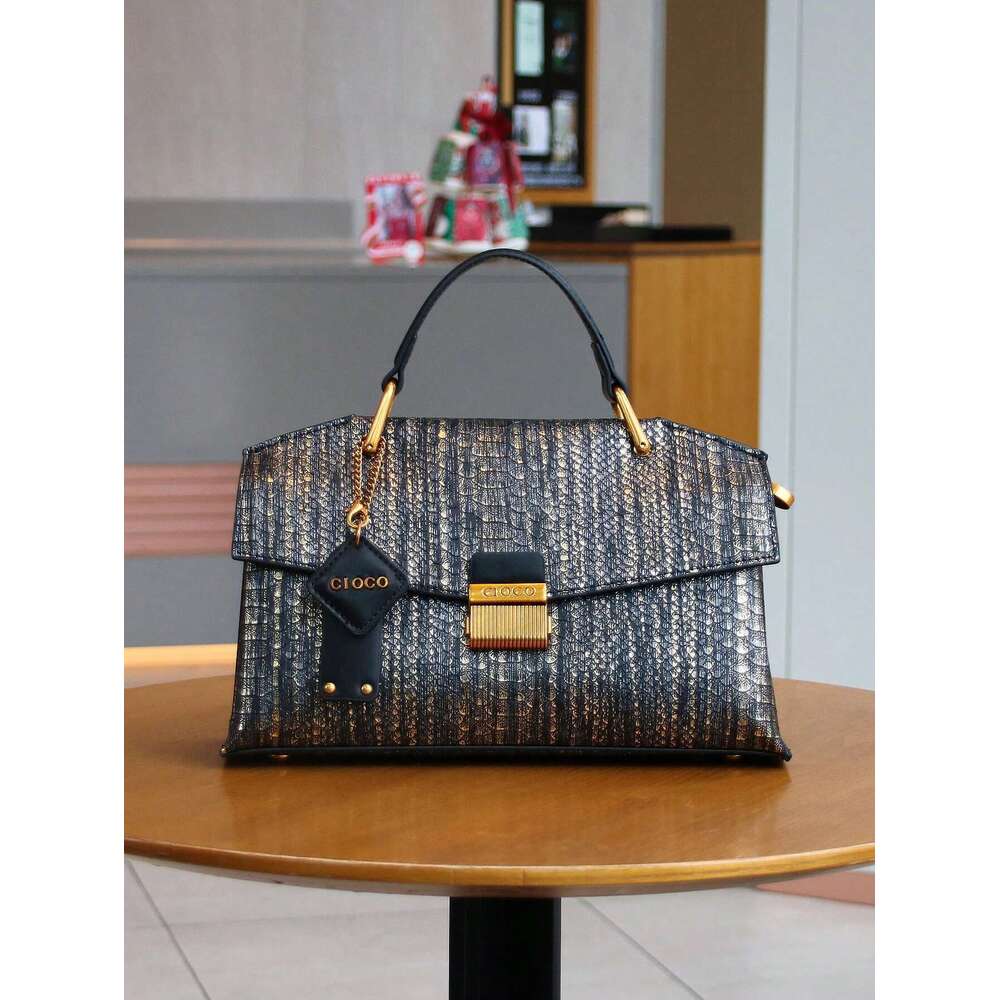 2025 New Retro Blue Snake-Shaped High-Grade Fashion Handbag Lightweight Large-Capacity One-Shoulder Messen