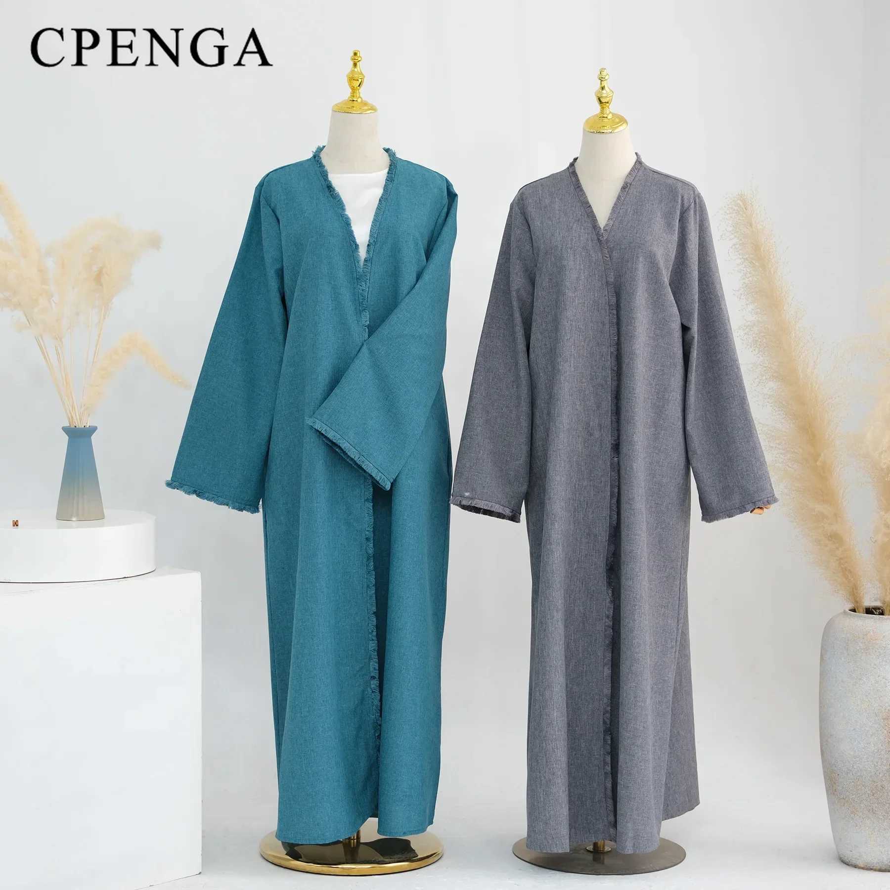 2024 Ramadan Saudi Arabia Tassel Muslim Modest Dress for Women Eid Dubai Kimono Abaya Luxury Islamic Solid Turkey Kaftan Robe X250514