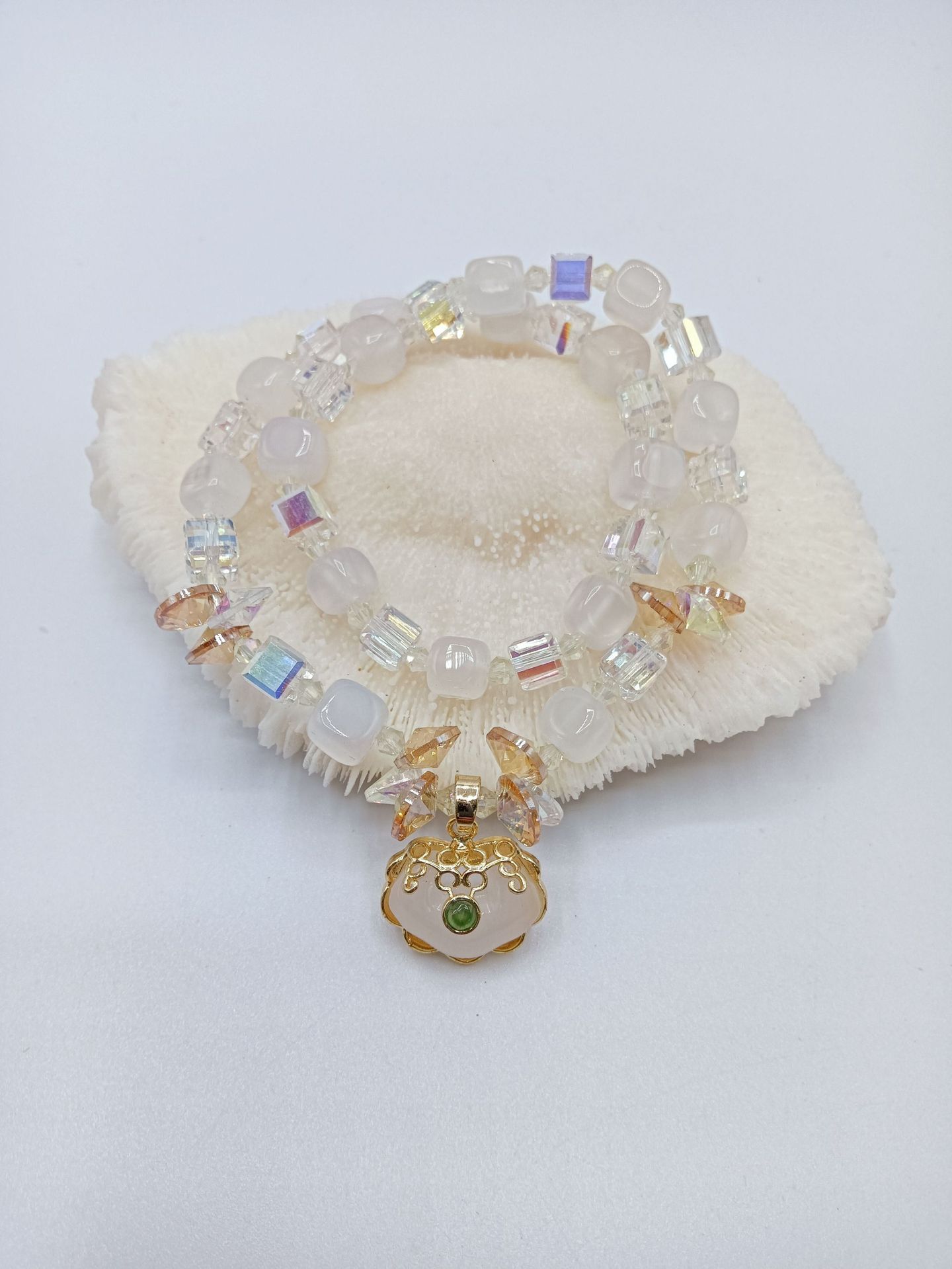 square sugar crystal simple and cool style elastic girl double circle live broadcast with the same exquisite bracelet