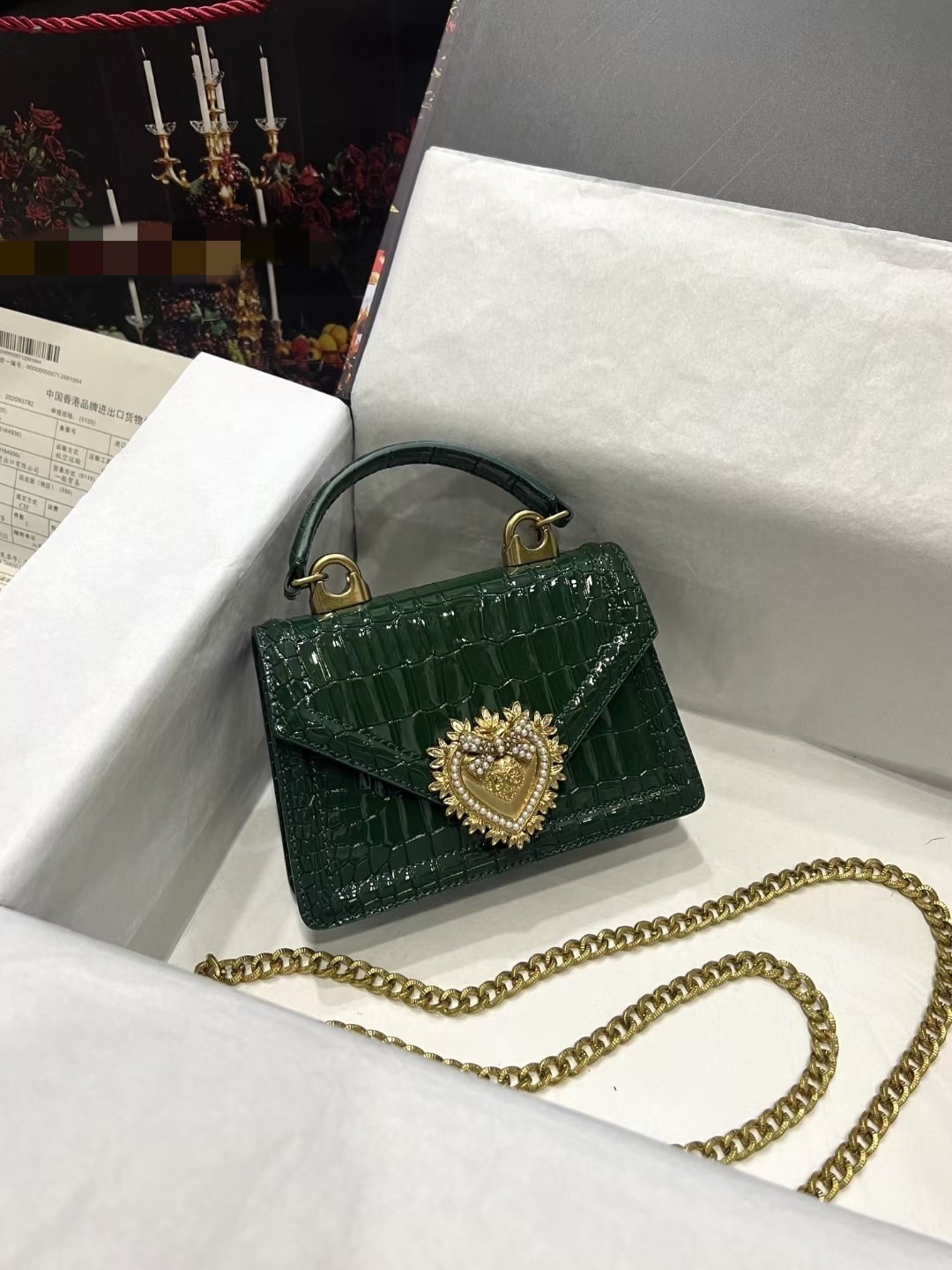 High Quality New Free Designer Bag 2025 New Crocodile Pattern Cowhide Handbag Love Bow Chain Single Shoulder Diagonal Leather Women's Bag