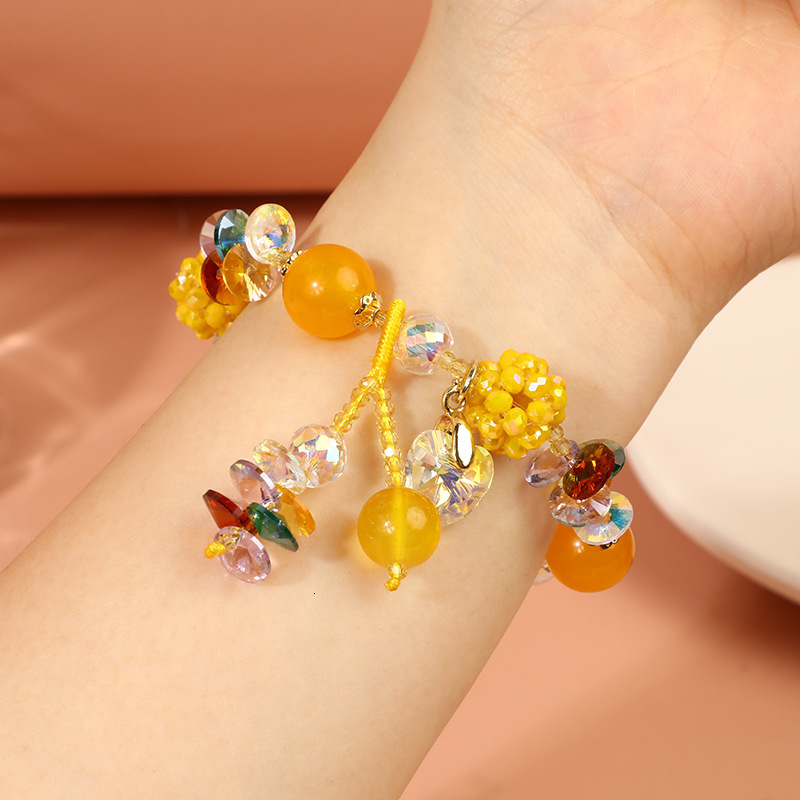 New rural style bead crystal internet famous, sweet cute bracelet, personalized and fashionable accessory for girls