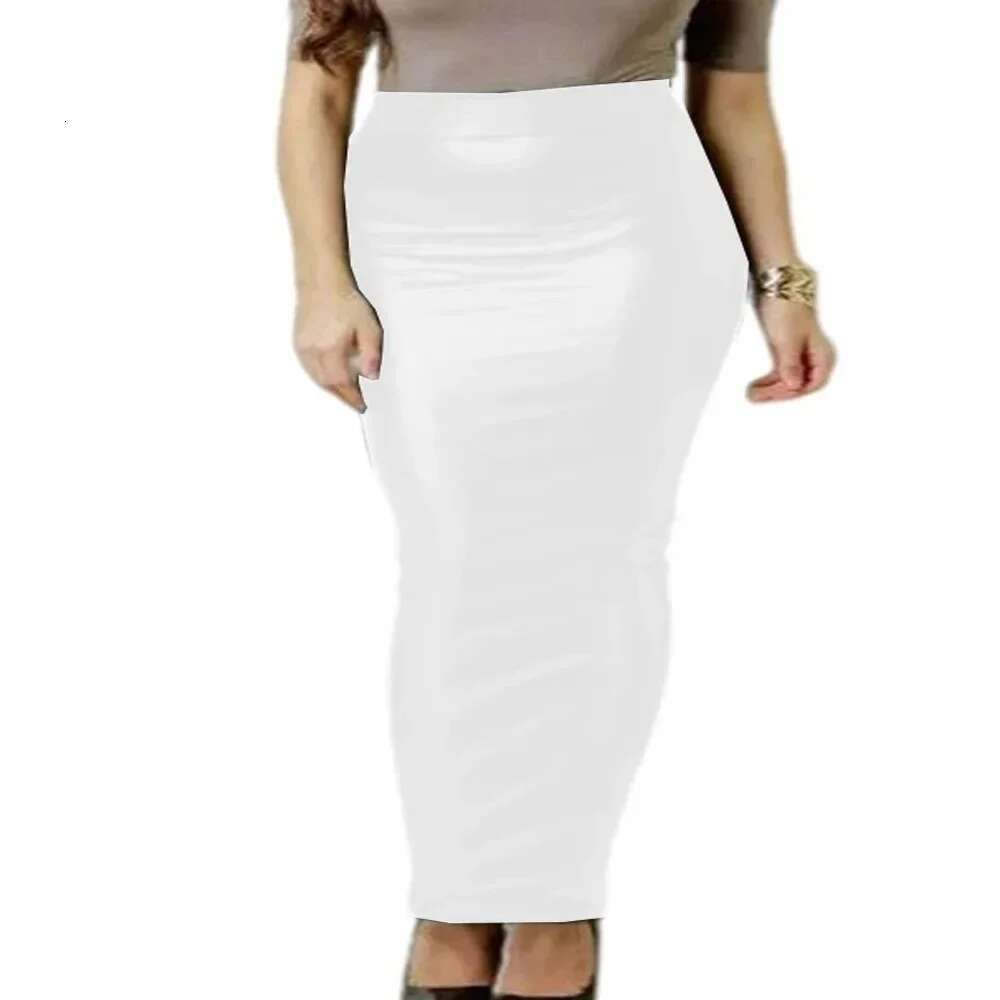 Plus Size Wholesale Women Female Elastic Leather Hobble Skirts Ladies Office Stretch Bodycon Midi Slim Fit Pencil Skirt