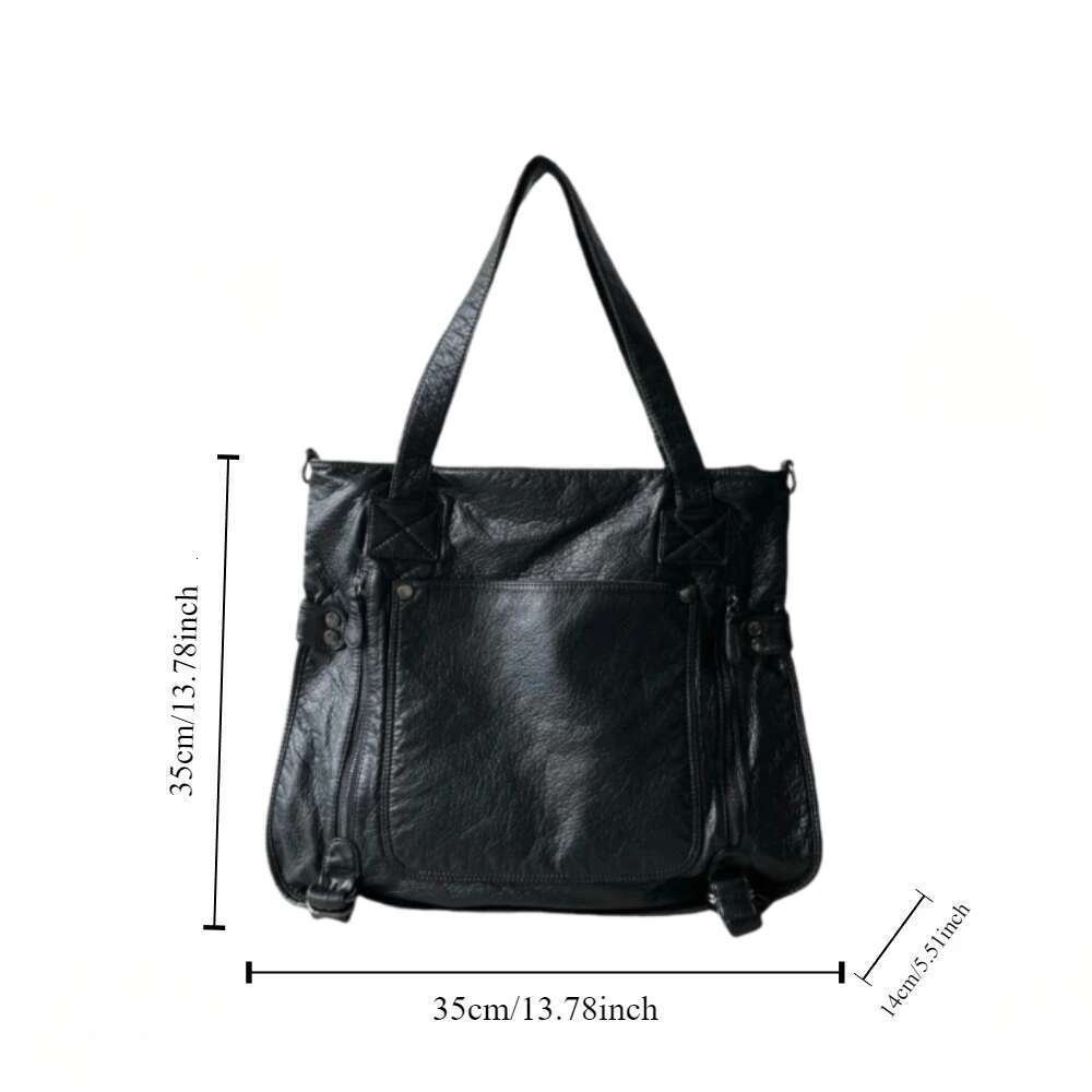 Women's Fashion Retro Soft Leather Multi-Pocket Underarm Large Capacity Commuter Shoulder Messenger Bag