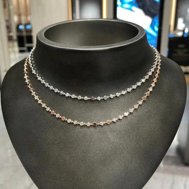 2025 spring summer luxury link chain choker necklace women silver 18k rose gold crystal diamond round bubble designer moissanite chains chokers necklaces jewelry