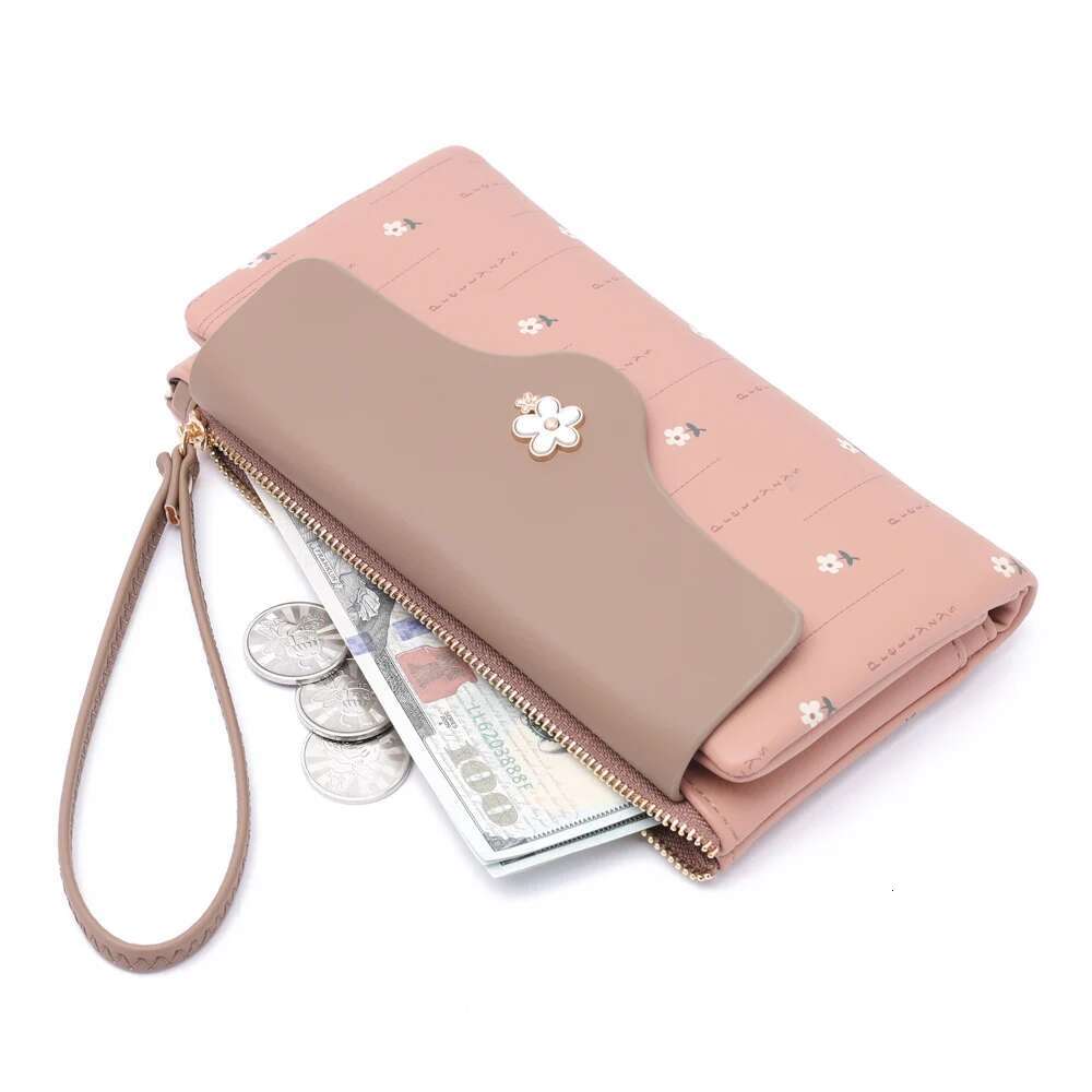 3D Flower Design Women Long Wallet Girl Cute Zipper Coin Purse Large Card Holder Soft PU Leather Wallets Female Money Bag