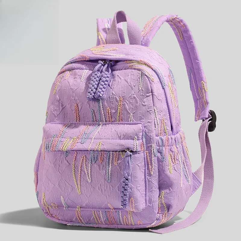2025 New Fashionable Simple Backpack Casual Bag Color Block Student Backpack Cotton Canvas Designer Lightweight Travel High Beauty Original Stay Style