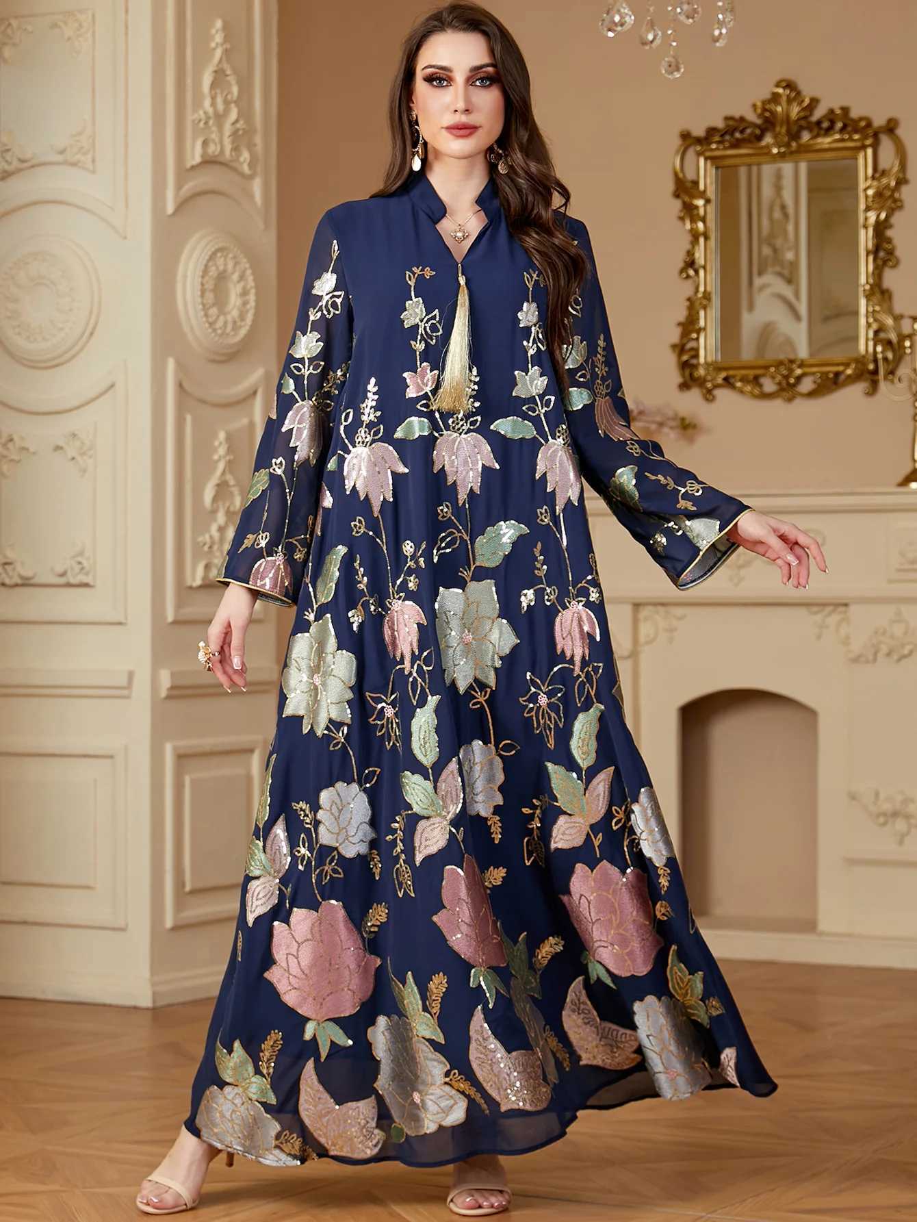 Ramadan Floral Print Abayas for Women 2025 Eid Mubarak Djellaba Caftan Morocco Femme Musulmane Jalabiya Muslim Dress Abaya Gown X250514