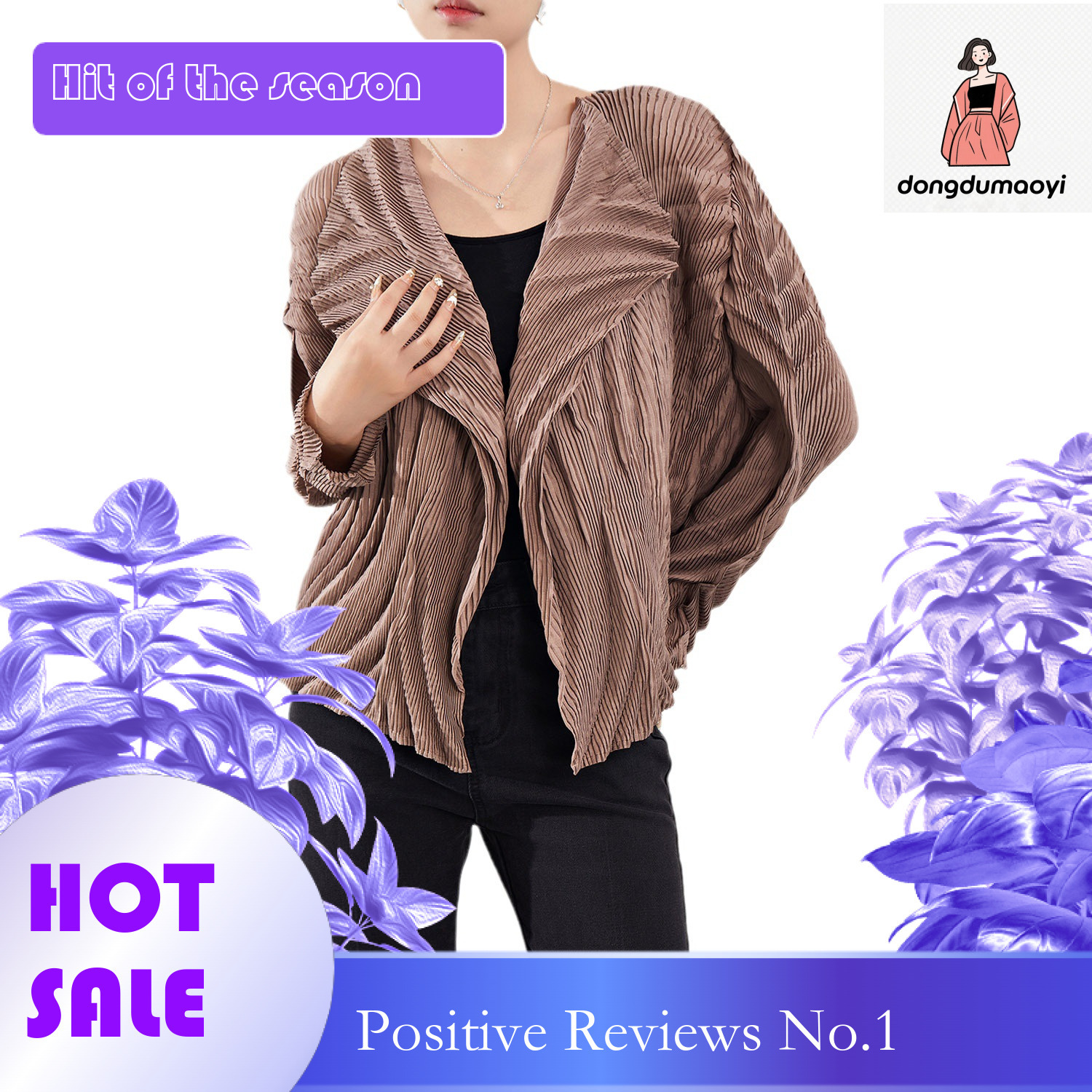 dongdumaoyi Irregular lapel long sleeved concealed button pleated small jacket for women commuting thin three bedroom top sun protection shirt