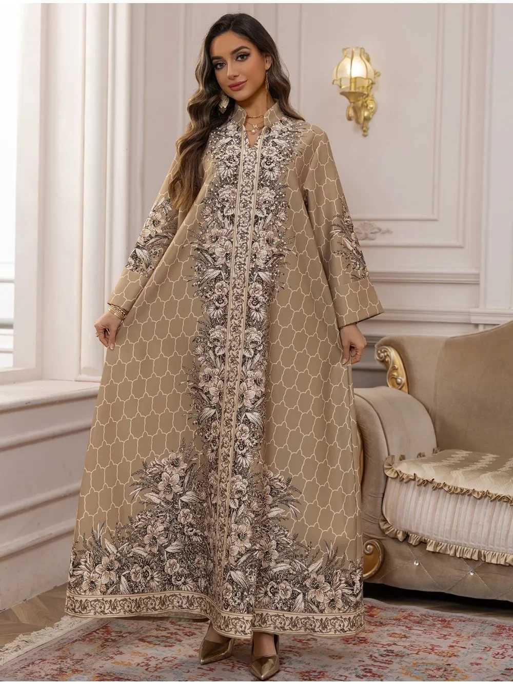 Muslim Dress Women Abaya for Eid Diamond Party Dresses Arab Long Robe Print Abayas Dubai Morocco Kaftan Islam Jalabiya Vestidos X2505141