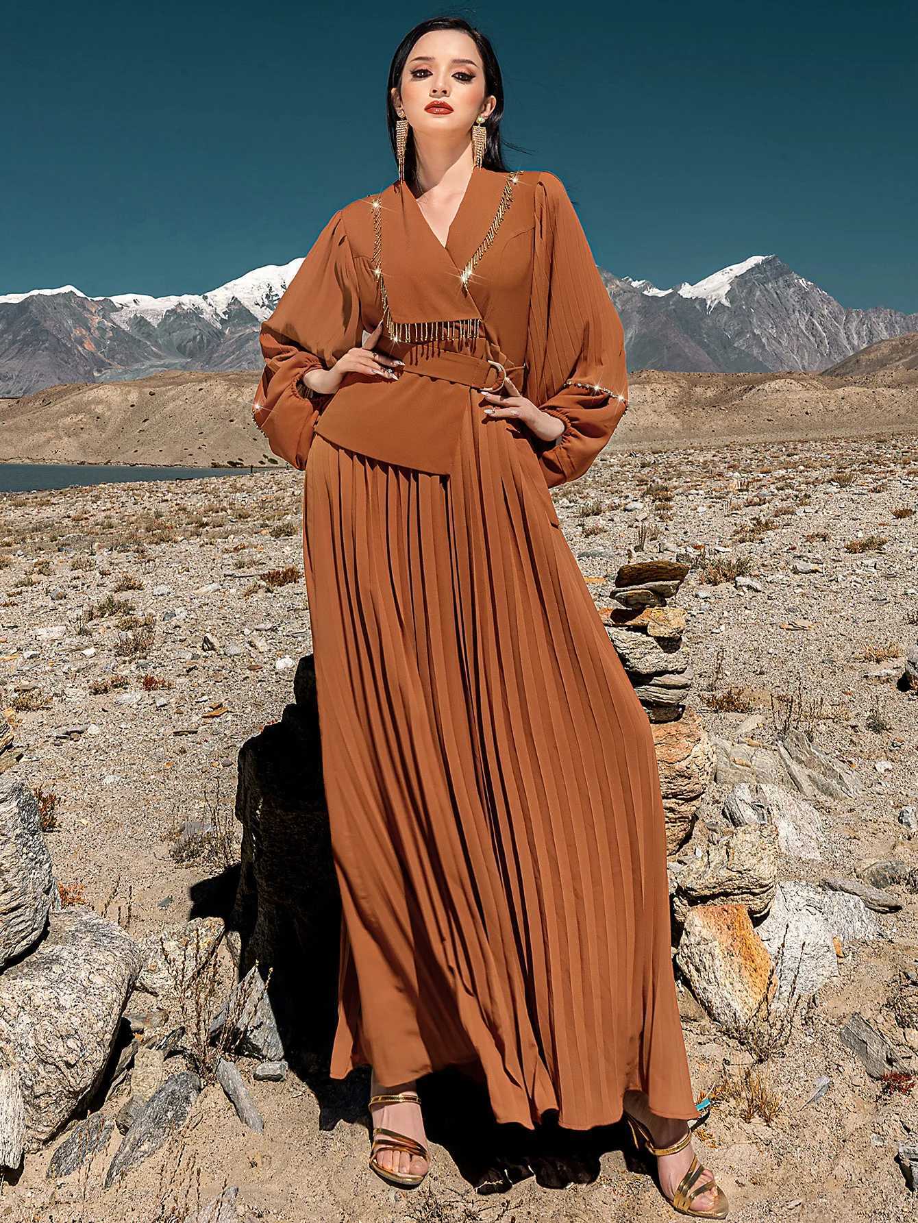 Pleated Dress for Women Abaya Eid Elegant Party Long Dresses Muslim Caftan Robe Jalabiya Ramadan Dubai Kaftan Vestidos Largos X250514