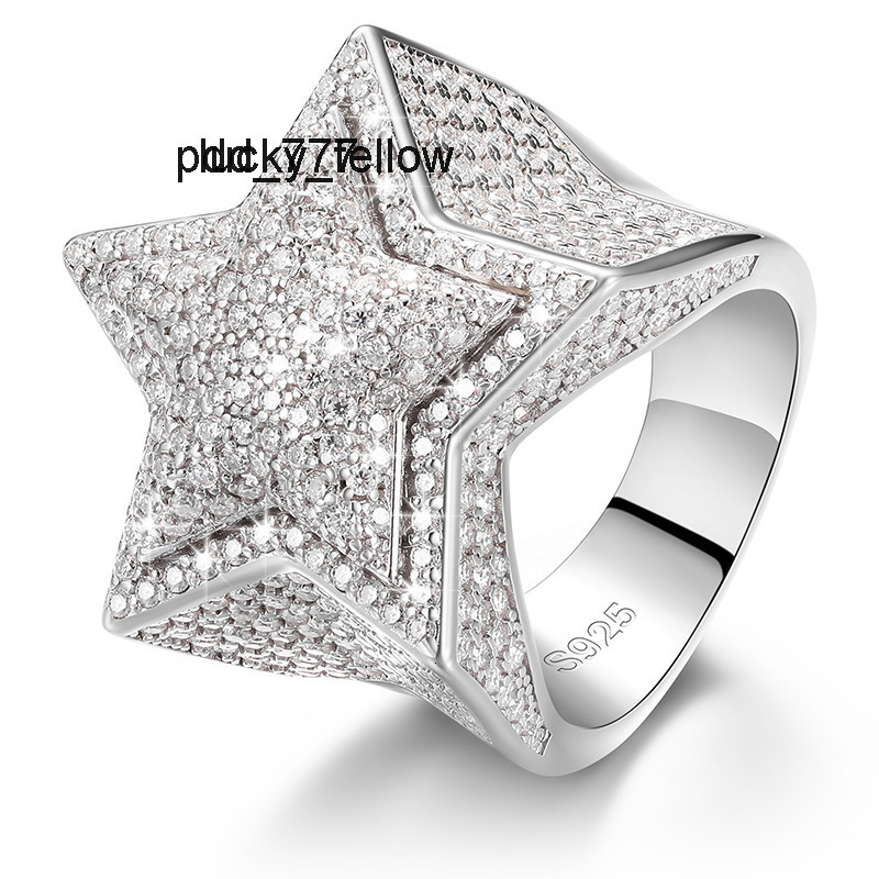 Hiphop Men Women Fine Jewelry Iced Out Gold Plated 925 Sterling Silver VVS Moissanite Diamond Star Ring With GRA Certificate