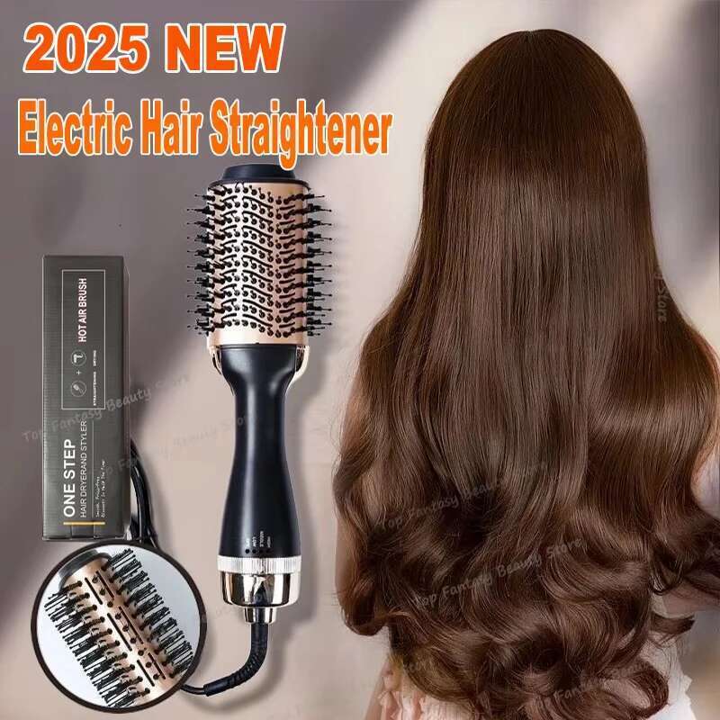 2025 Multi Functional Straightener Electric Hot Fluffy Comb Without Damaging Hair Dry Wet Roll Straight Dual Use NEW