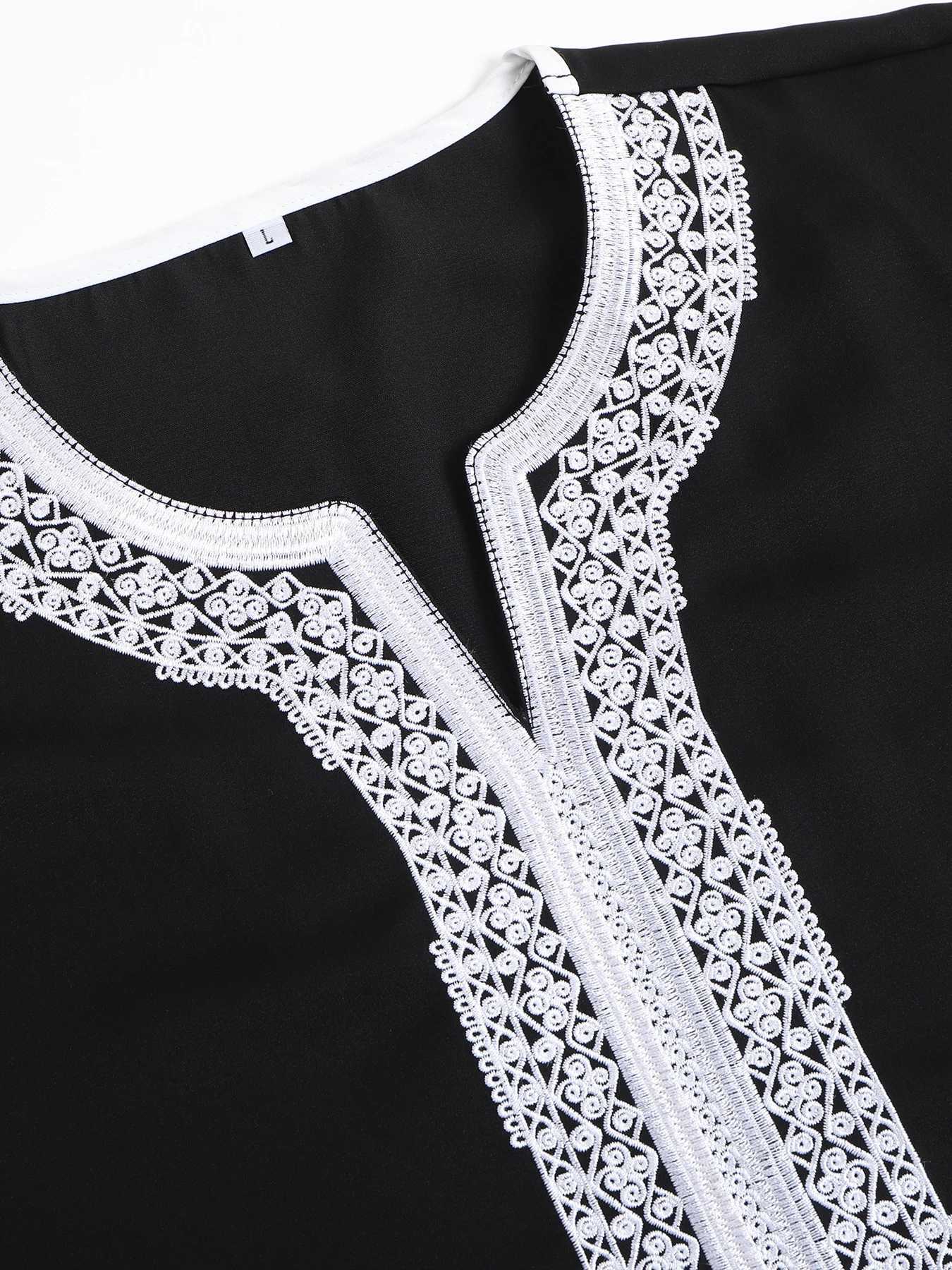 2024 New Muslim kaftan Men Short sleeve embroidered Moroccan Arab ethnic style robe casual party Jubba Thobe in Dubai Turkey X250514