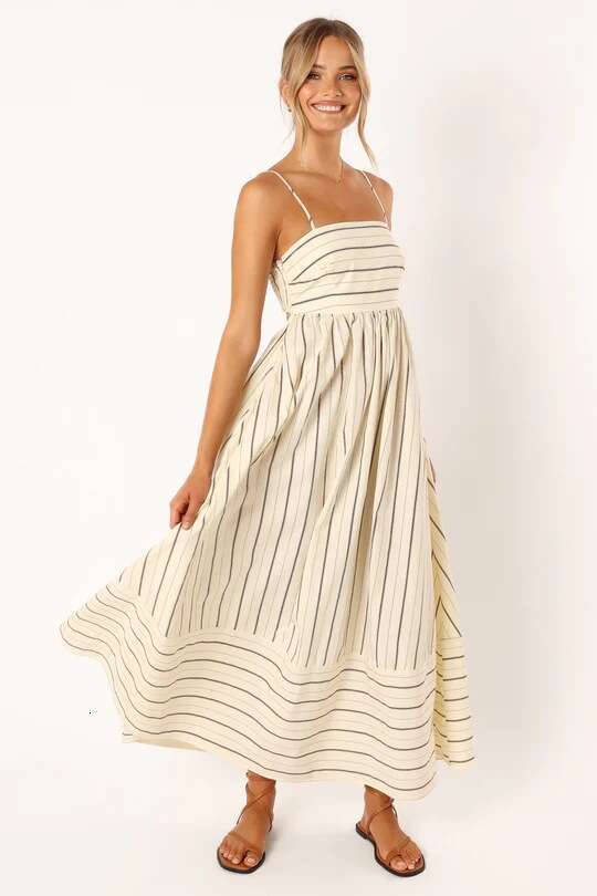 Women Clothes Dress Year Spring Summer Striped Camisole Backless Big Swing New Style Dress KQ