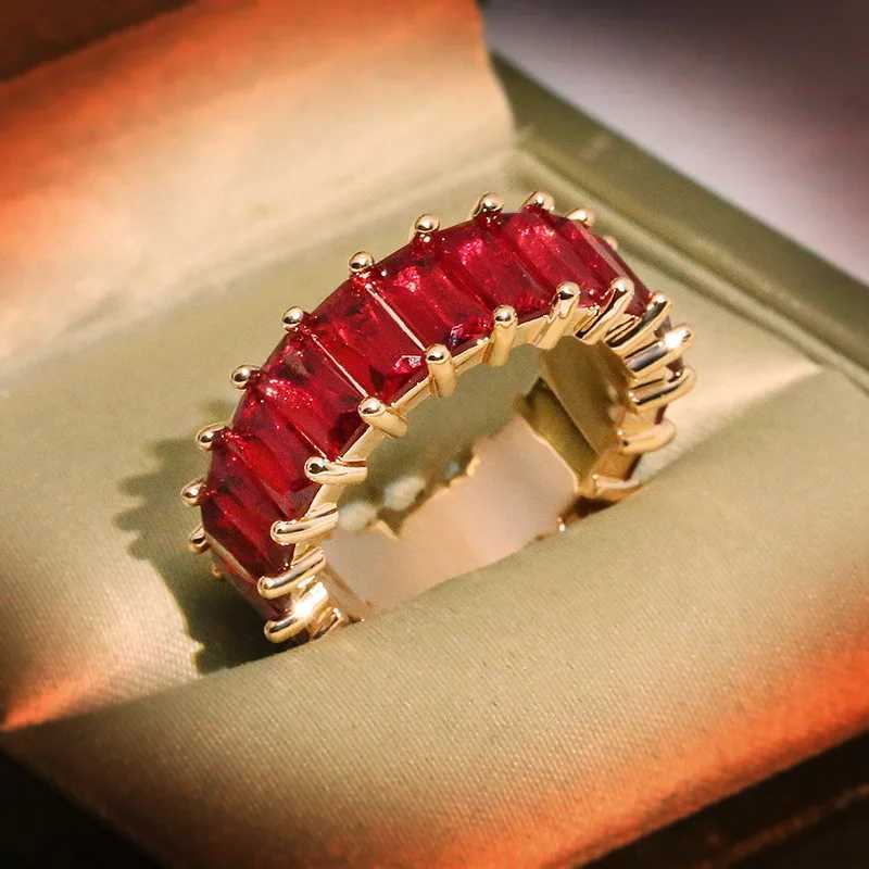 925 Silver Luxury Cubic Zirconia Rings For Women Fashion Red Blue Copper Plated Rings Zircon Statement Wholesale Bulk JewelryXJ250514