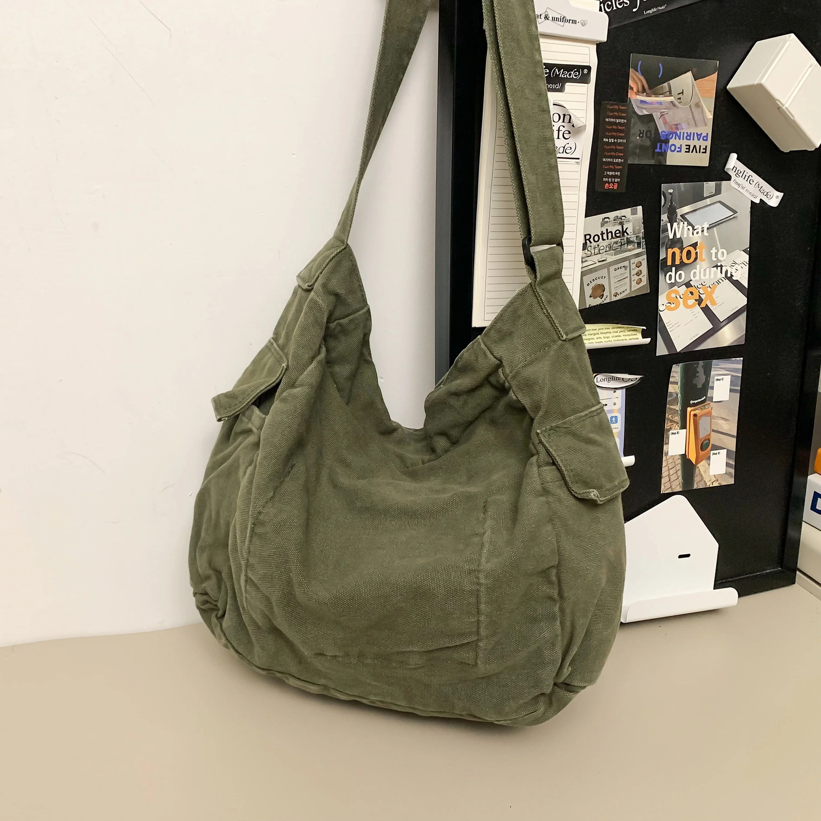 Washed Canvas Shoulder Bags Large Capacity Cotton Biker Korea Style Cloth Satchels Women 100% Pastoral Tooling 250514