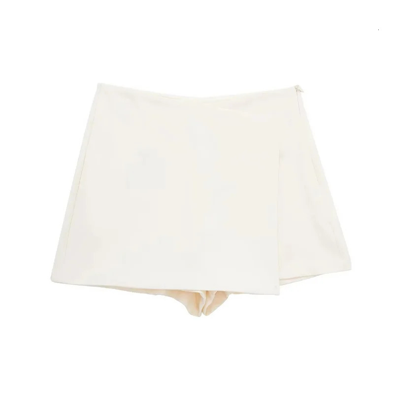 TRAF Asymmetric Skort For Women Black High Waist Mini Skirt Shorts Casual Bermuda Woman Summer 250514