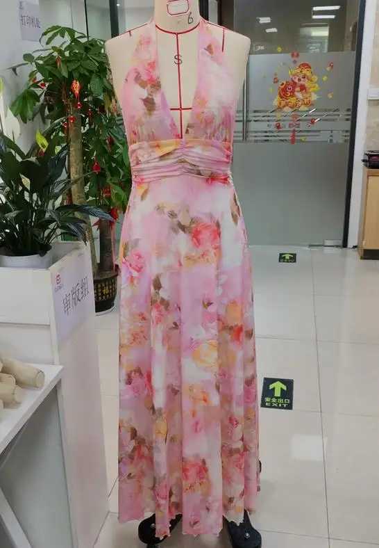 GuliriFei Women Long Dress Sleeveless Halter Dress Backless Flower/Dots Print Summer Cocktail DressXJ250514