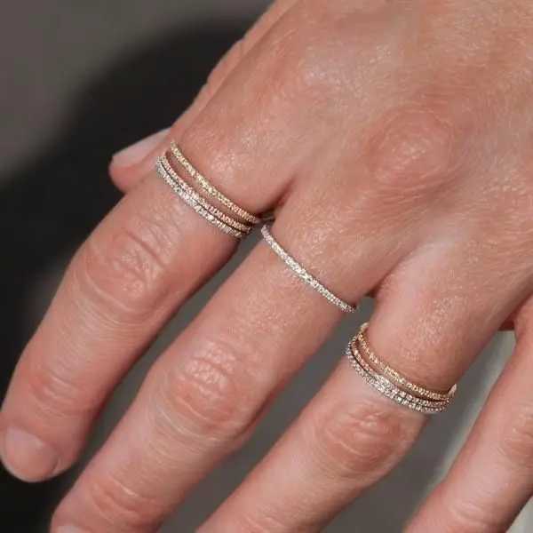 100% pure 925 sterling silver micro pave cz thin engagement band 4 colors eternity ring silver stackable ring setXJ250514