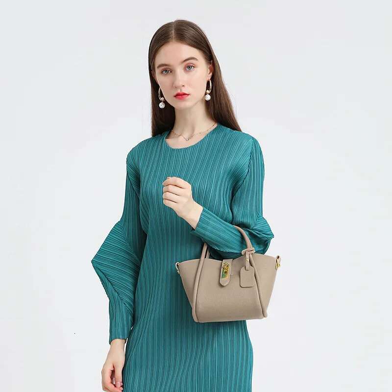 Women's Genuine Leather Bucket Top-Handle Bags Fashion Basket Cowhide Bag Women Crossbody Handbag