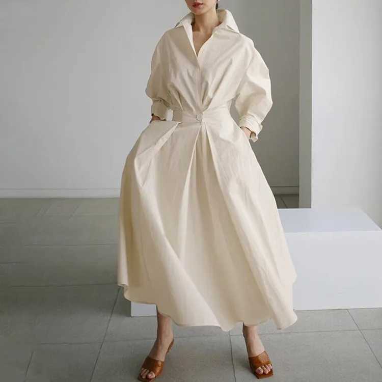 2024 Womens Clothes Fashion Shirt Dress Elegant White Long Dresses Summer Casual Cardigan Maxi Dress Robe Femme TunicsXJ250514