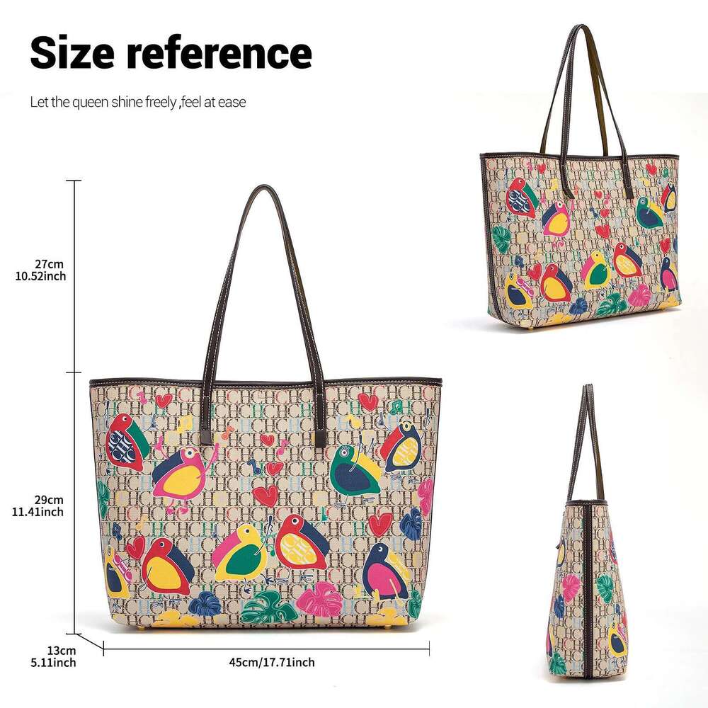 CHCH Women's Tote New Brand Cartoon Printed Large Capacity Commuter Bag 250513