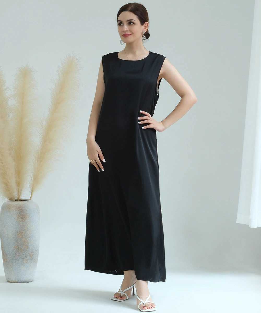 Women Slip Dress Inner Basic Slveless Maix Dress Satin Summer Causal Long Abaya Islamic Clothing X250514
