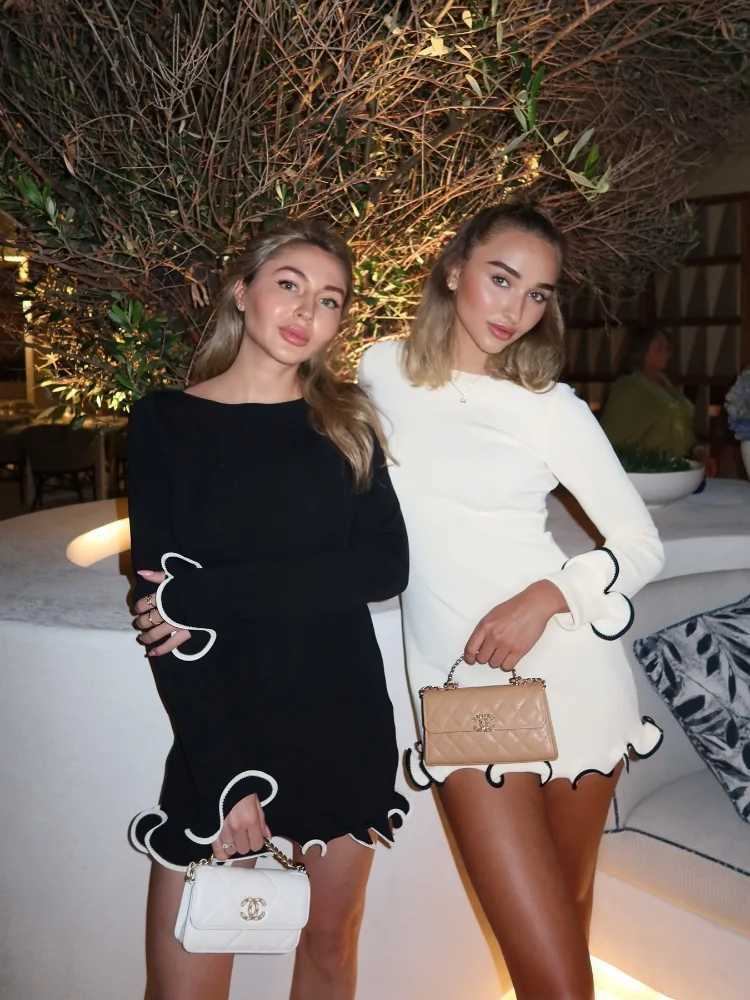 Womens Fashion Solid Ruffles Hem Mini Dress Elegant Long Sleeve High Waist Slim Dresses 2025 Summer Vocation Street DressesXJ250514