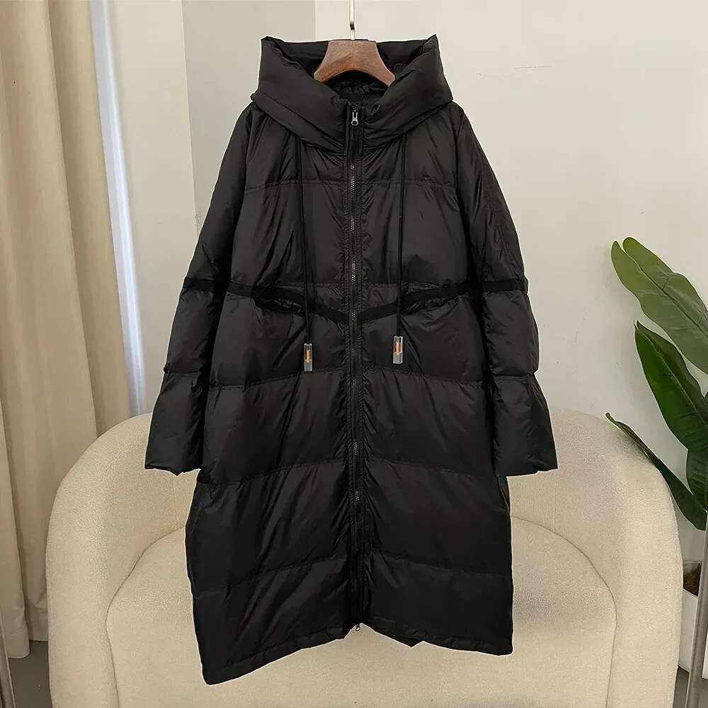 2024 Autumn/Winter Classic Thick Extra-Long White Duck Warm Large Hooded Women's Down Jacket Winter Coat Women