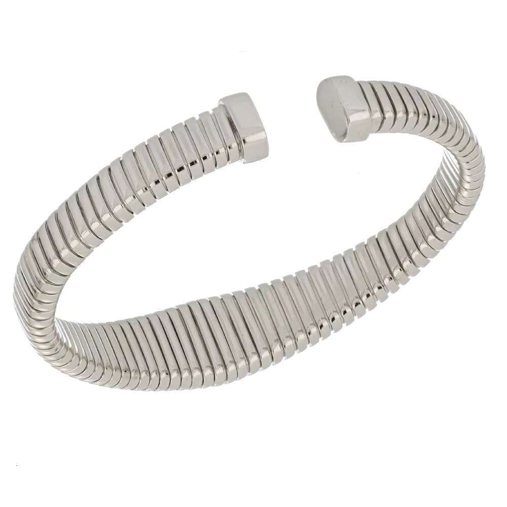 Made in Italy Sier Rigid Bracelet With Ribbed Design Essential Elegance and Modernity