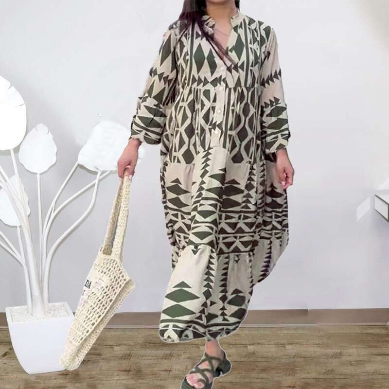 Women Clothes Dress Oversized Women S Autumn New Pullover Print Bohemian Dress For Women KQ