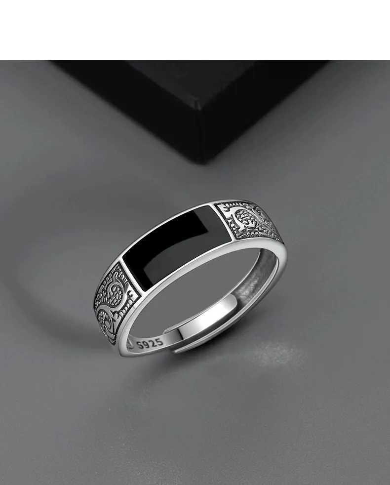 925 Sterling Silver Mens Ring High Quality Luxury black Gem For Men Wedding Fine Jewelry Accories Party GiftsXJ250514