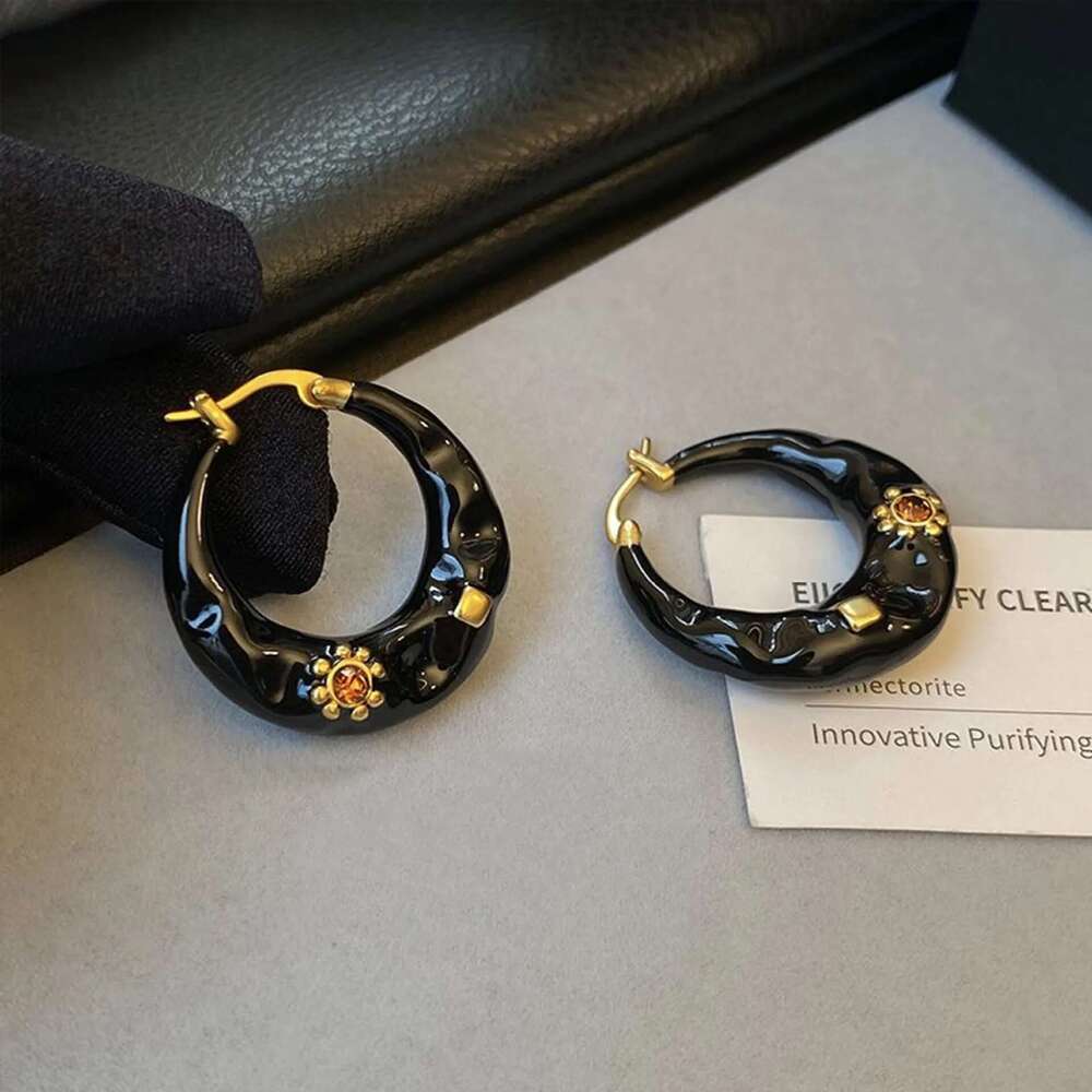 New Vintage Enamel Drip Glaze Hoop Premium Exquisite Trendy Statement Ear Buckle Earrings Party Jewelry Gift