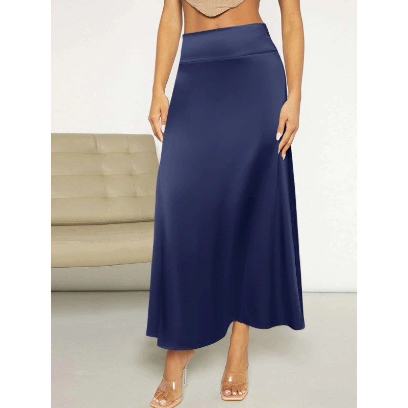 Female Skirt Elegant Temperament Ladies Solid Color Long Suitable For Holiday Party Comfortable Knitted Milk Silk Fabrics 250514