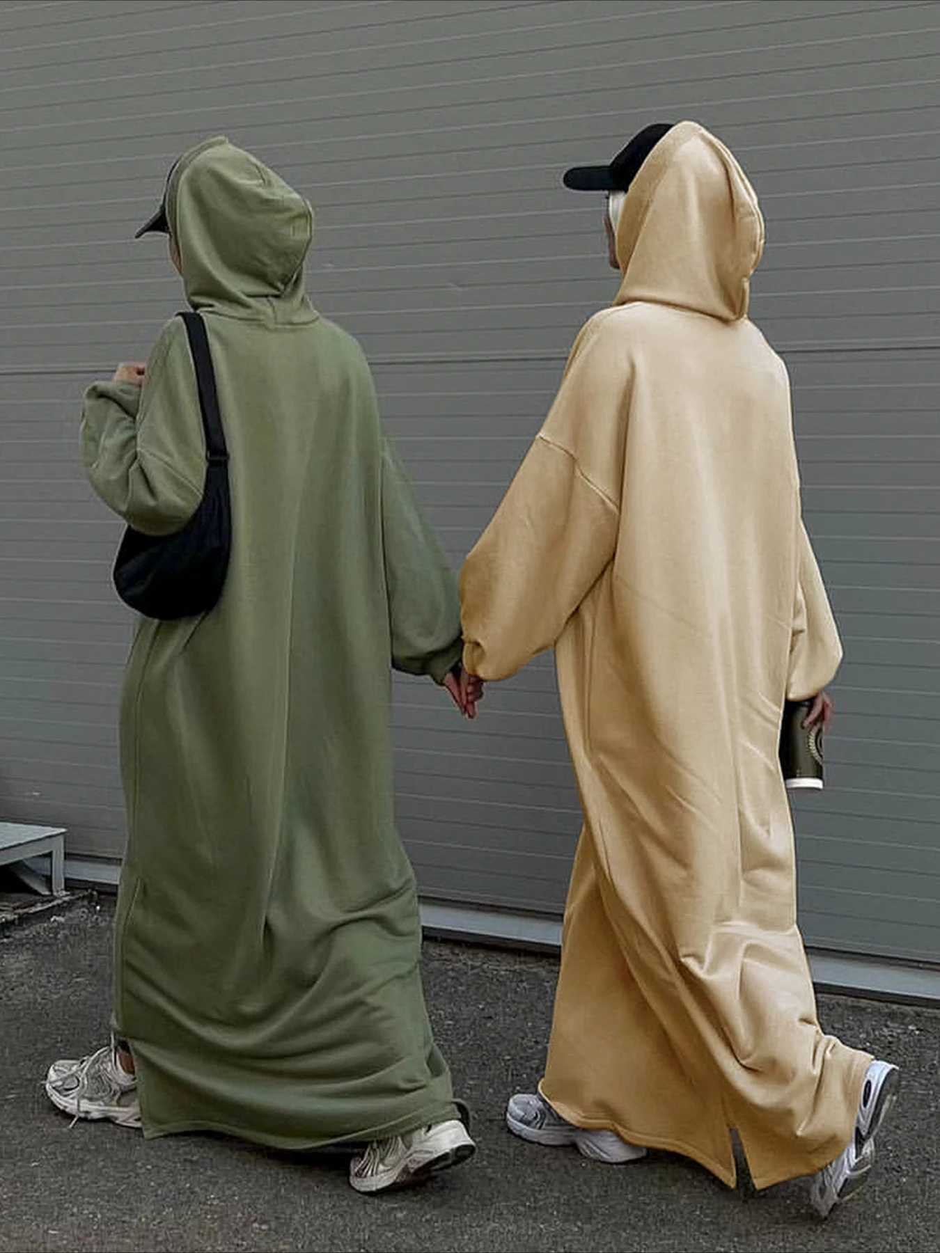 Muslim Women Hoodie Dress Saudi Arabic Long Robe Vestidos Abaya Dubai Morocco Kaftan Jalabiya Eid Ramadan Hooded Dresses Abayas X250514